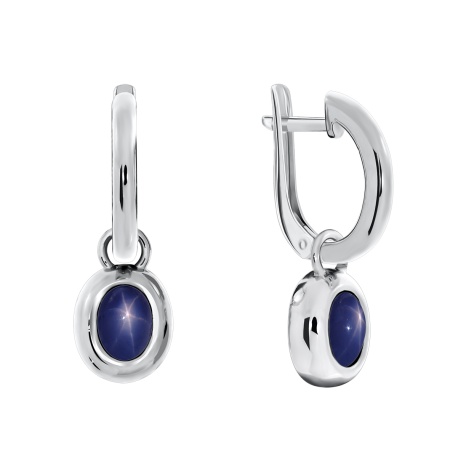 Серьги из серебра с звездчатыми сапфирами 2340940365-8 от KRASNOE, металл Серебро, вставка Сапфир Звездчатый