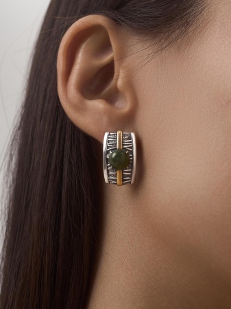 Серьги из серебра с авантюрином 2317361754-1-60 от KRASNOE, металл Серебро, вставка Авантюрин Натур.