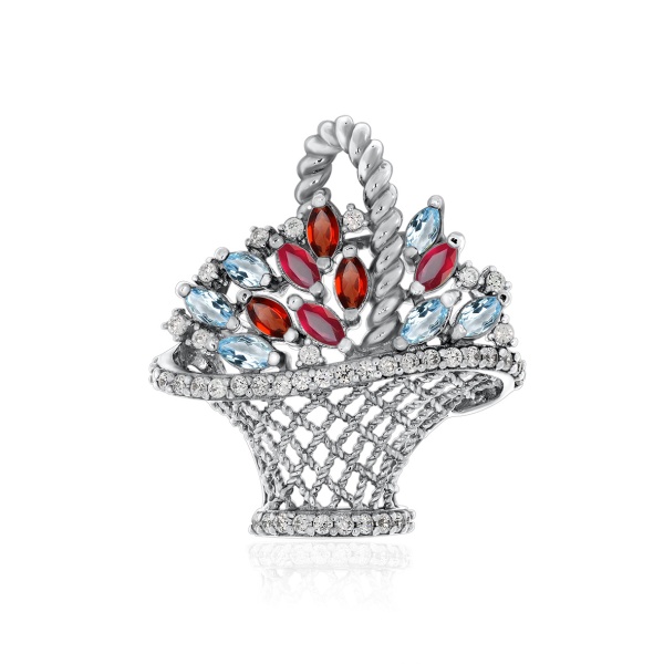 Купить подвеска из серебра с кристалл ювелирныйами, ситаллами и фианитами