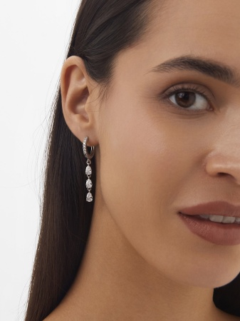 Серьги из серебра с фианитами 2340204992л от KRASNOE, металл Серебро, вставка Фианит