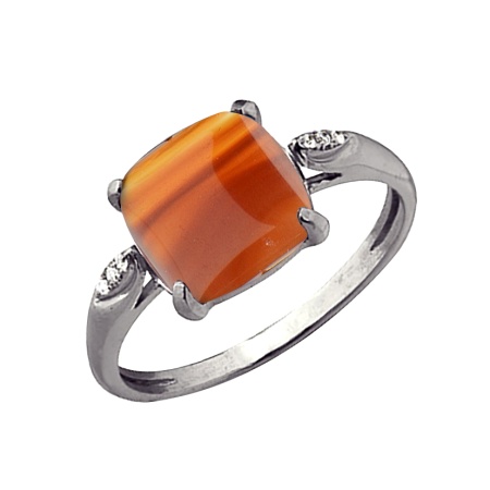 Купить кольцо из серебра с сердоликом и фианитами в интернет-магазине KRASNOE Купить кольцо из серебра с сердоликом и фианитами в интернет-магазине KRASNOE