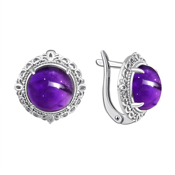 Серьги из серебра с аметист со скидкой