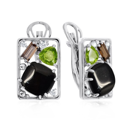 Серьги из серебра с агатами, ситаллами и фианитами 2340391177-20 от KRASNOE, металл Серебро, вставка Агат Серьги из серебра с агатами, ситаллами и фианитами 2340391177-20 от KRASNOE, металл Серебро, вставка Агат