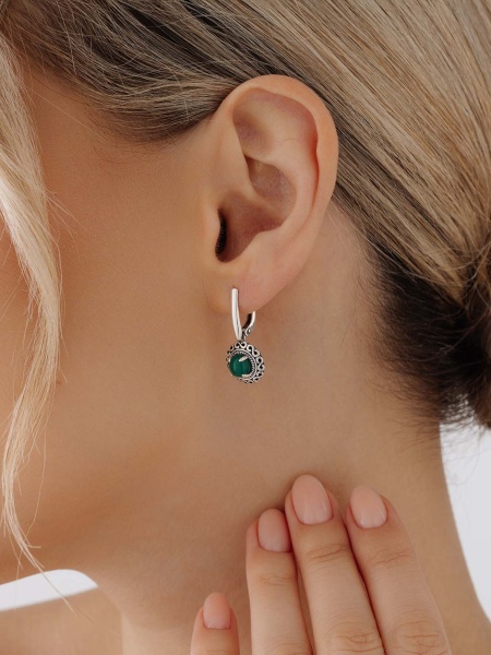 Серьги из серебра с агатом