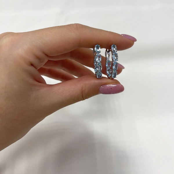 Серьги из серебра с топазами