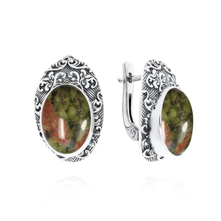 Серьги из серебра с яшмой 2310301371 от KRASNOE, металл Серебро, вставка Яшма