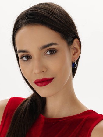 Серьги из серебра с синими кристаллами