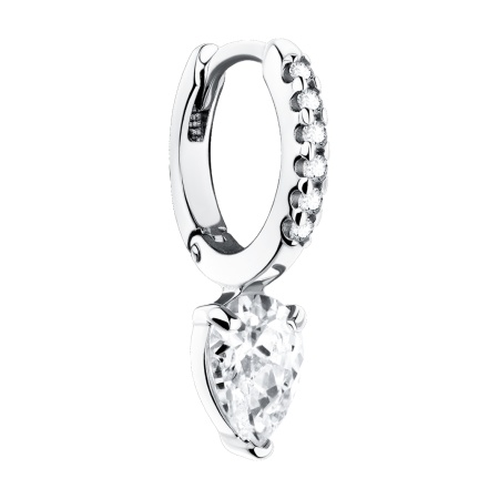 Серьга из серебра с фианитами