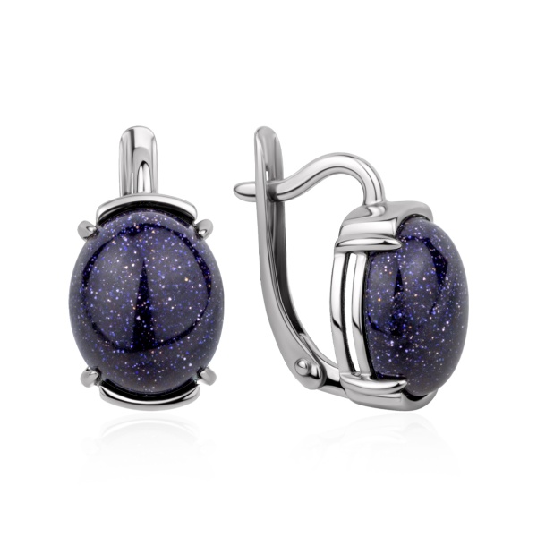 Пусеты из серебра с авантюрином в ювелирном интернет-магазине