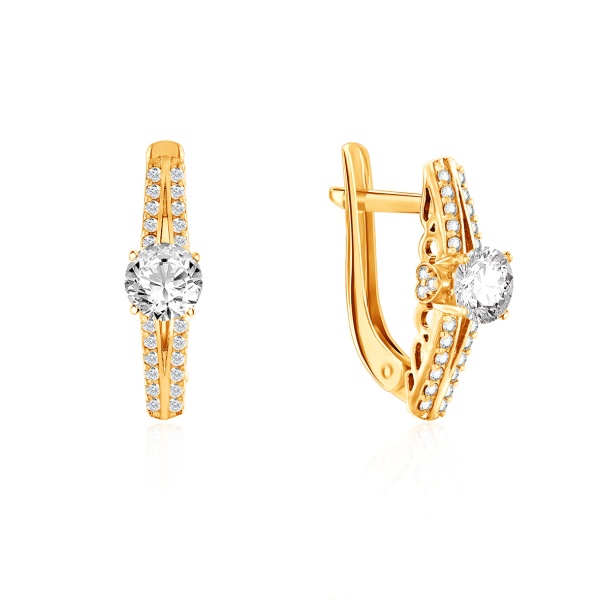 Серьги из серебра с муассанитами и фианитами со скидкой