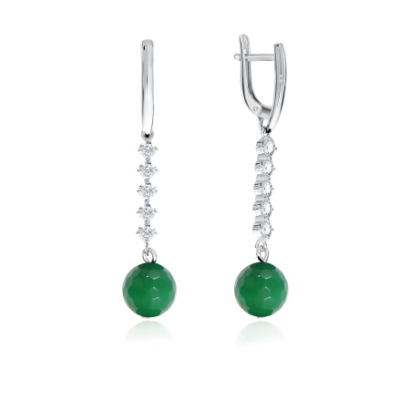 Серьги из серебра с агатами и фианитами 2340390597-60 от KRASNOE, металл Серебро, вставка Агат