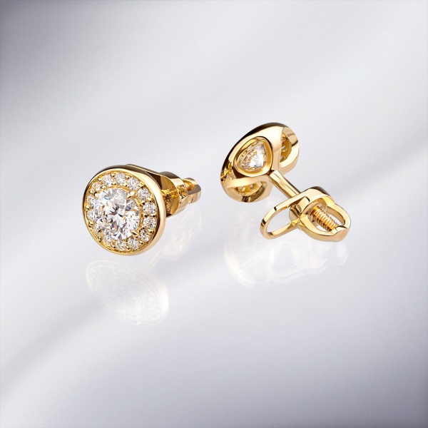 Пусеты из золота с бриллиантами yellow sunrise