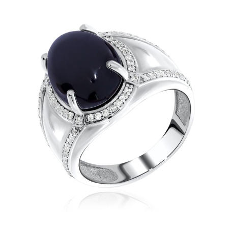 Купить кольцо из серебра с агатом и фианитами в интернет-магазине KRASNOE