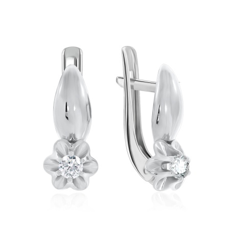 Серьги из серебра с фианитами 2340200432 от KRASNOE, металл Серебро, вставка Фианит