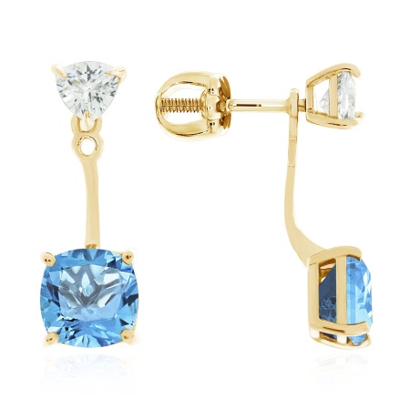 Серьги из серебра с фианитами и ситаллами