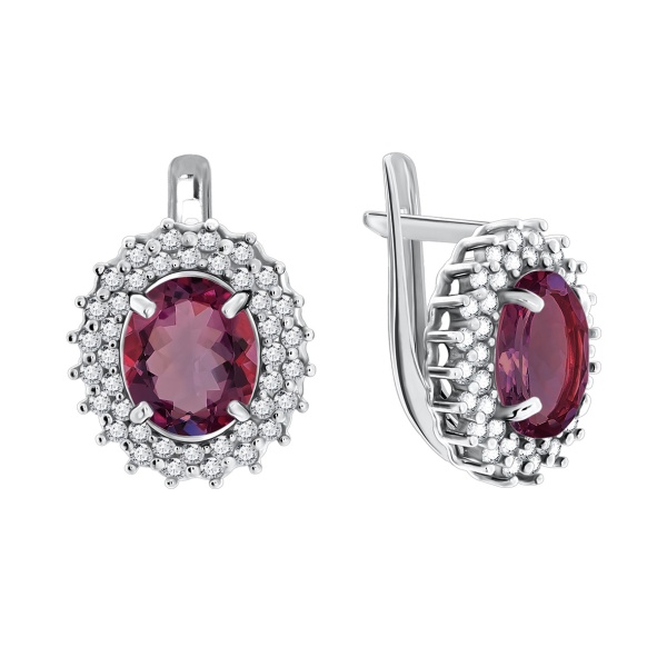 Серьги из серебра с кристаллами, кристалл ювелирныйами и фианитами 2340290145-33 от KRASNOE, металл Серебро, вставка Кристалл ювелирный