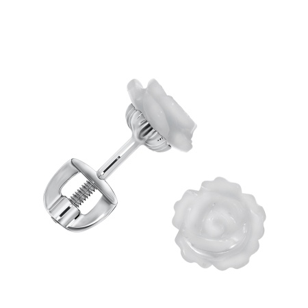 Пусеты из серебра с перламутрами П340491280 от KRASNOE, металл Серебро, вставка Перламутр