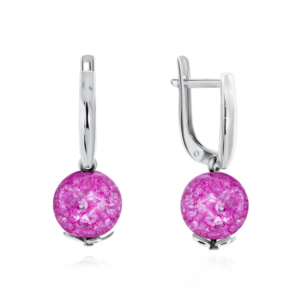 Серьги из серебра с кварцем