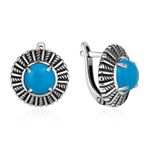 Серьги из серебра с бирюзой в ювелирном интернет-магазине