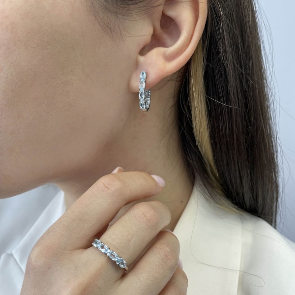 Серьги из серебра с топазами 2340071182 от KRASNOE, металл Серебро, вставка Топаз Sky