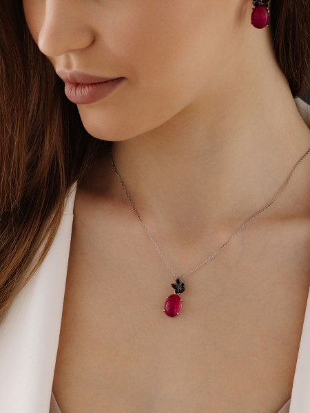 Купить подвеска из серебра с агатом и фианитами