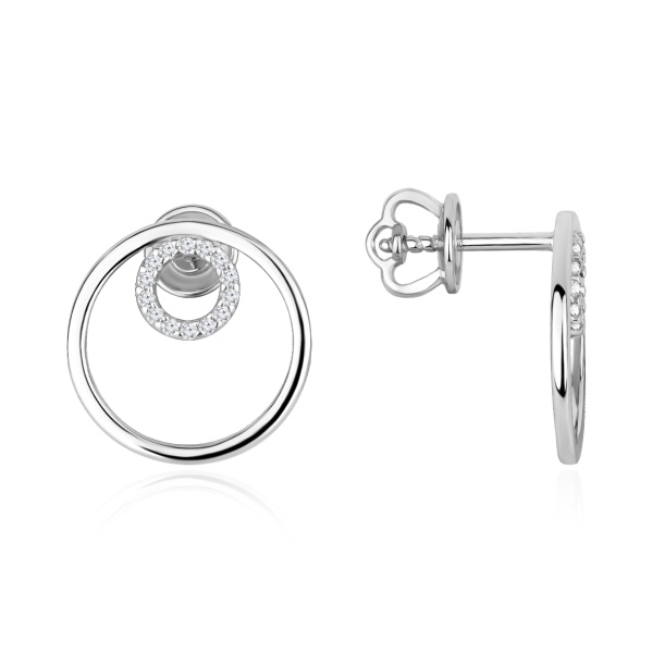 Пусеты из серебра с фианитами в ювелирном интернет-магазине